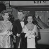 Joan Bennett [far right] and unidentified others at the opening night for the stage production Flora, the Red Menace