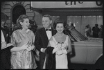 Joan Bennett [far right] and unidentified others at the opening night for the stage production Flora, the Red Menace