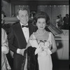 Joan Bennett [far right] and unidentified others at opening night of the stage production Flora, the Red Menace