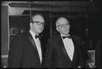 Harold Prince [left] and unidentified at opening night of the stage production Flora, the Red Menace