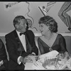 Arlene Francis [center right] and unidentified others at opening night of the stage production Flora, the Red Menace