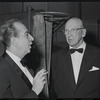 Vincente Minnelli and George Abbott at opening night for the stage production Flora, the Red Menace
