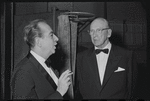 Vincente Minnelli and George Abbott at opening night of the stage production Flora, the Red Menace