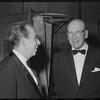 Vincente Minnelli and George Abbott at opening night of the stage production Flora, the Red Menace