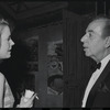 Vincente Minnelli [right] and unidentified at opening night of the stage production Flora, the Red Menace