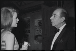 Vincente Minnelli [right] and unidentified at opening night of the stage production Flora, the Red Menace