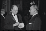 Harold Prince [center] at opening night of the stage production Flora, the Red Menace