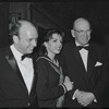 Harold Prince, Liza Minnelli and George Abbott at opening night for the stage production Flora, the Red Menace