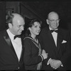 Harold Prince, Liza Minnelli and George Abbott at opening night of the stage production Flora, the Red Menace