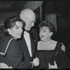 Liza Minnelli, George Abbott and Judy Garland at opening night for the stage production Flora, the Red Menace