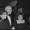 Liza Minnelli, George Abbott and Judy Garland at opening night for the stage production Flora, the Red Menace