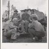 Grant County, Oregon. Malheur National Forest. Lumberjacks and truckload of logs