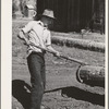 Ola, Idaho. FSA (Farm Security Administration) Ola self-help cooperative. A member uses a peavy to move a log