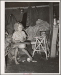 Child of agricultural day laborer in tent home near Spiro, Oklahoma. Sequoyah County