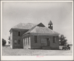 Old schoolhouse in Akins, Oklahoma. This town was formerly a cotton ginning center as well as trading center for the surrounding farm community. There is no ginning done there now and it has assumed the status of a ghost town