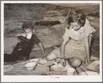 Migrant children eating under tarpaulin stretched from their automobile parked near Muskogee, Oklahoma. Muskogee County