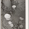 Dishes left by the migrant family at their homestead near Muskogee, Oklahoma