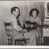 The band at square dance in rural section of hills near McAlester, Pittsburg County, Oklahoma. Sharecropper's home