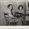 The band at square dance in rural section of hills near McAlester, Pittsburg County, Oklahoma. Sharecropper's home