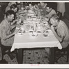 Noonday dinner, family style, at restaurant in Muskogee, Oklahoma. The price of this dinner was fifteen cents