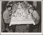 Noonday dinner, family style, at restaurant in Muskogee, Oklahoma. The price of this dinner was fifteen cents