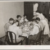 Noonday dinner, family-style, at restaurant in Muskogee, Oklahoma. The price of this dinner was fifteen cents