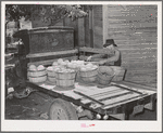 Tenant farmer loading melons and vegetables on his truck for delivery into market at Muskogee, Oklahoma. This year many vegetables were brought back from town when prices offered were ruinessly low and were there fed to hogs. Refer to general caption numb