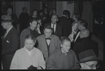 Jerome Robbins [center] and unidentified others at opening night of the stage production Fiorello!