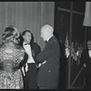 George Abbott [center] and unidentified at opening night of the stage production Fiorello!