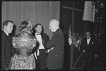 George Abbott [center] and unidentified at opening night of the stage production Fiorello!