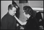 Tom Bosley and unidentified at opening night of the stage production Fiorello!