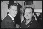 Johnnie Ray and Tom Bosley at the opening night of the stage production Fiorello!