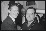 Johnnie Ray and Tom Bosley at opening night of the stage production Fiorello!