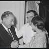 Tom Bosley [center] and unidentified others at opening night of the stage production Fiorello!