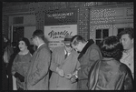 Johnnie Ray [center] and unidentified others at opening night of the stage production Fiorello!