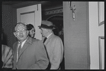 Walter Winchell [back] and unidentified others at opening night of the stage production Fiorello!