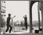 Stephen Joyce and Bryarly Lee rehearsing Romeo and Juliet with director Stuart Vaughan (center)
