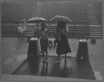 People in the rain at the East River Park Amphitheatre