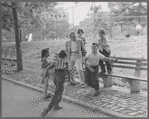 Actor Joseph Barr plays with children at the East River Park Amphitheatre during the run of The Taming of the Shrew