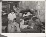 Interior of shack home. Mays Avenue camp, Oklahoma City, Oklahoma