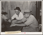Domino players. Seminole oil field, Oklahoma