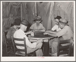 Domino players. Seminole oil field, Oklahoma