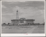 Capitol of Oklahoma with surrounding derricks. Oklahoma City, Oklahoma