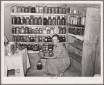 Mrs. Schoenfeldt, FSA (Farm Security Administration) client, in Sheridan County, Kansas, in fruit cellar
