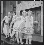 Edward Everett Horton, Erik Rhodes, Paul Hartman, Jerry Lester and Arnold Stang in the 1964 national touring stage production A Funny Thing Happened on the Way to the Forum