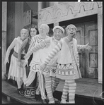 Edward Everett Horton, Erik Rhodes, Paul Hartman, Jerry Lester and Arnold Stang in the 1964 national touring stage production A Funny Thing Happened on the Way to the Forum