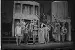 Jerry Lester [left], Adair McGowen [center] and unidentified others in the 1964 national tour of the stage production A Funny Thing Happened on the Way to the Forum