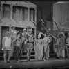 Jerry Lester [left], Adair McGowen [center] and unidentified others in the 1964 national touring stage production A Funny Thing Happened on the Way to the Forum