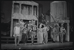 Jerry Lester [left], Adair McGowen [center] and unidentified others in the 1964 national touring stage production A Funny Thing Happened on the Way to the Forum