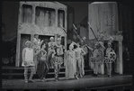 Jerry Lester [left], Adair McGowen [center] and unidentified others in the 1964 national tour of the stage production A Funny Thing Happened on the Way to the Forum